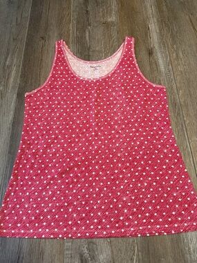 Relativity Red-Pink Polka Dot Scoop Neck Tank